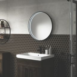 Sensio Aspect Round Bathroom Mirror Matt Black With 2240lm LED Light 600mm x 600mm