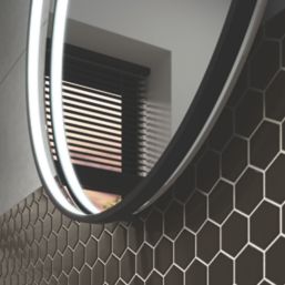 Sensio Aspect Round Bathroom Mirror Matt Black With 2240lm LED Light 600mm x 600mm