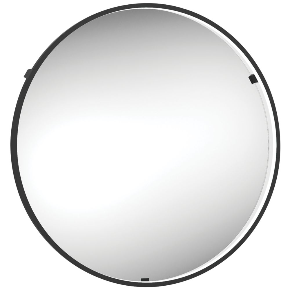 Sensio Aspect Round Bathroom Mirror Matt Black With 2240lm LED Light ...