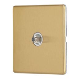 Contactum Lyric 1-Gang F-Type Satellite Socket Brushed Brass with White Inserts