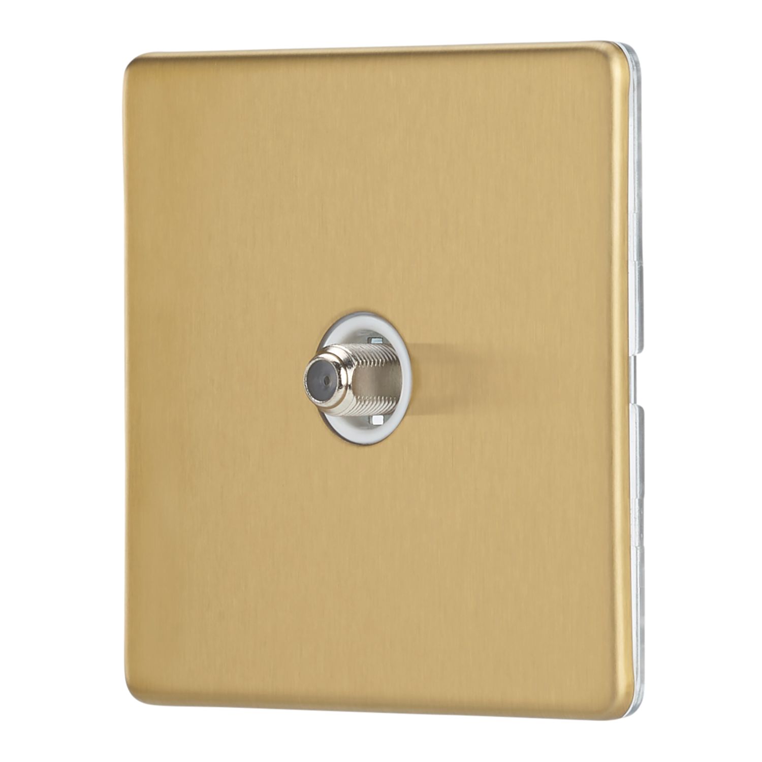 Contactum Lyric 1-Gang F-Type Satellite Socket Brushed Brass with White Inserts (197RP)