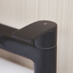 ETAL Spear Matt Black 123mm Deck Mounted Lever 2 Tap Holes Bath Mixer Tap