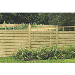Forest Kyoto  Slatted Top Fence Panels Natural Timber 6' x 6' Pack of 8