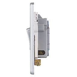 Schneider Electric Ultimate Low Profile 13A Switched Fused Spur with Neon Brushed Chrome with White Inserts