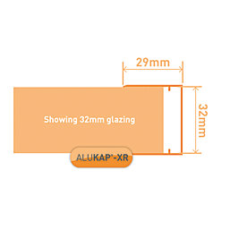 ALUKAP-XR Silver 32mm C-Section Glazing Bar 4000mm x 30mm