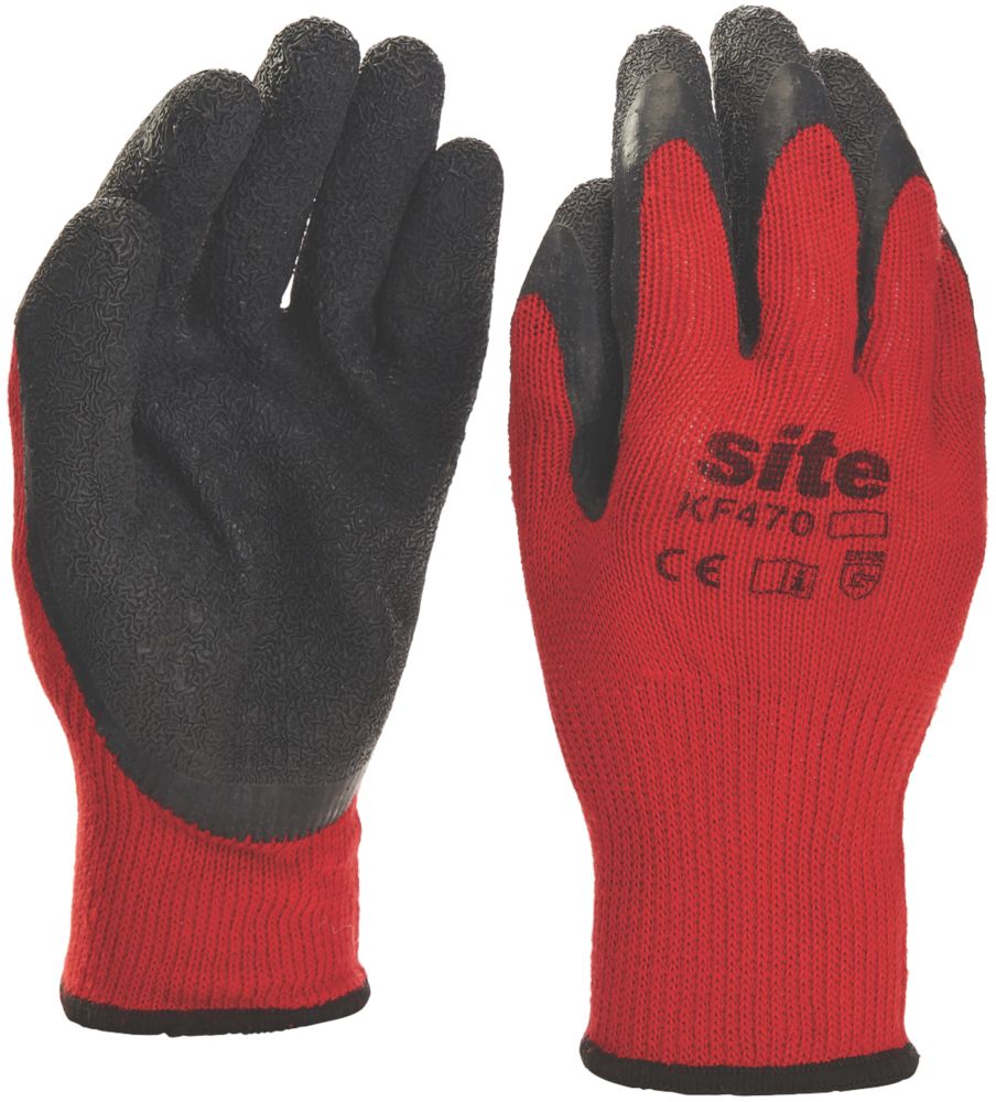 Site Latex Gripper Gloves Red / Black Large Screwfix