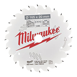 Milwaukee  Wood Circular Saw Blade 165mm x 20mm 24T
