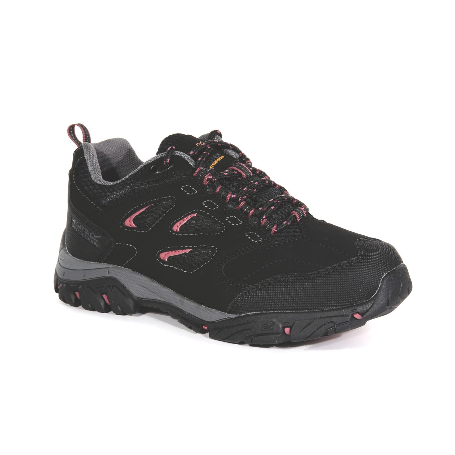 Regatta Holcombe IEP Low Size 7 Womens Black/DecoRose Waterproof Non Safety Shoes (198JW)