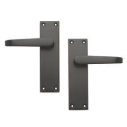 Designer Levers Victorian Fire Rated Latch Long Straight Lever Door Handle Pair Matt Black