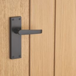 Designer Levers Victorian Fire Rated Latch Long Straight Lever Door Handle Pair Matt Black