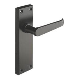 Designer Levers Victorian Fire Rated Latch Long Straight Lever Door Handle Pair Matt Black