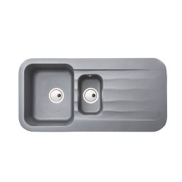 Abode Dune 1.5 Bowl Granite Composite Kitchen Sink Grey Metallic Reversible 1000mm x 500mm