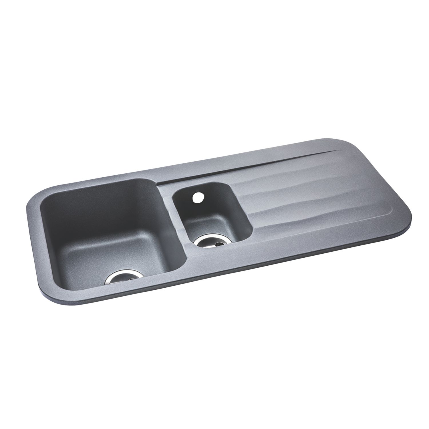 Abode Dune 1.5 Bowl Granite Composite Kitchen Sink Grey Metallic Reversible 1000mm x 500mm (198RK)