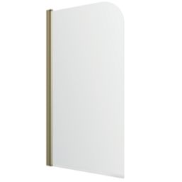 ETAL Dakota Semi-Framed Brushed Brass Hinged Radius Bath Screen Non-Handed 780mm x 1400mm