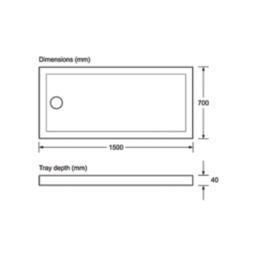 Mira Flight Low Rectangular Shower Tray White 1500mm x 700mm x 40mm
