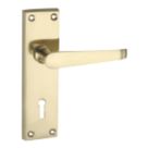 Smith & Locke  Fire Rated Lock Door Handles Pair Polished Brass