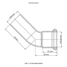 Flomasta  Copper Press-Fit Adapting 45° M-Profile Street Elbows 22mm x 22mm 2 Pack