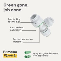 Flomasta  Plastic Push-Fit Reducing Tee 22mm x 15mm x 15mm