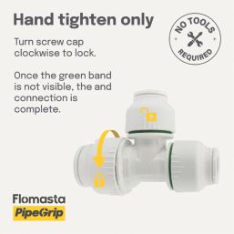 Flomasta  Plastic Push-Fit Reducing Tee 22mm x 15mm x 15mm