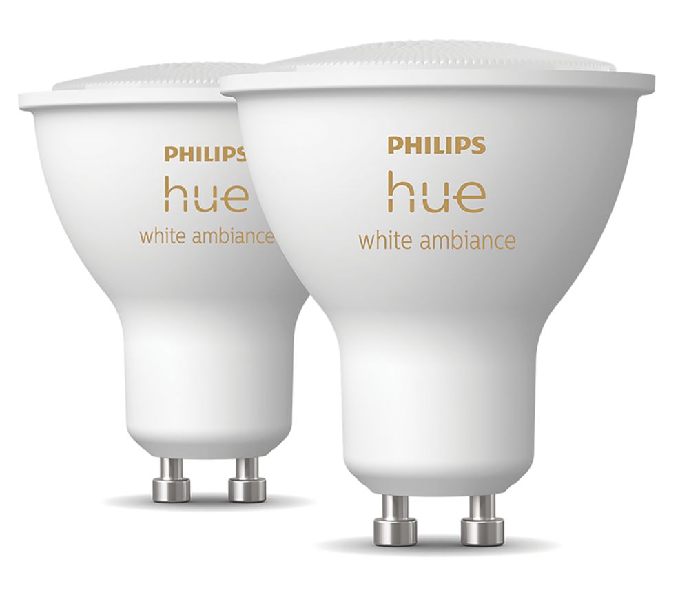 Philips Hue GU10 LED Smart Light Bulb 5W 350lm 2 Pack Screwfix