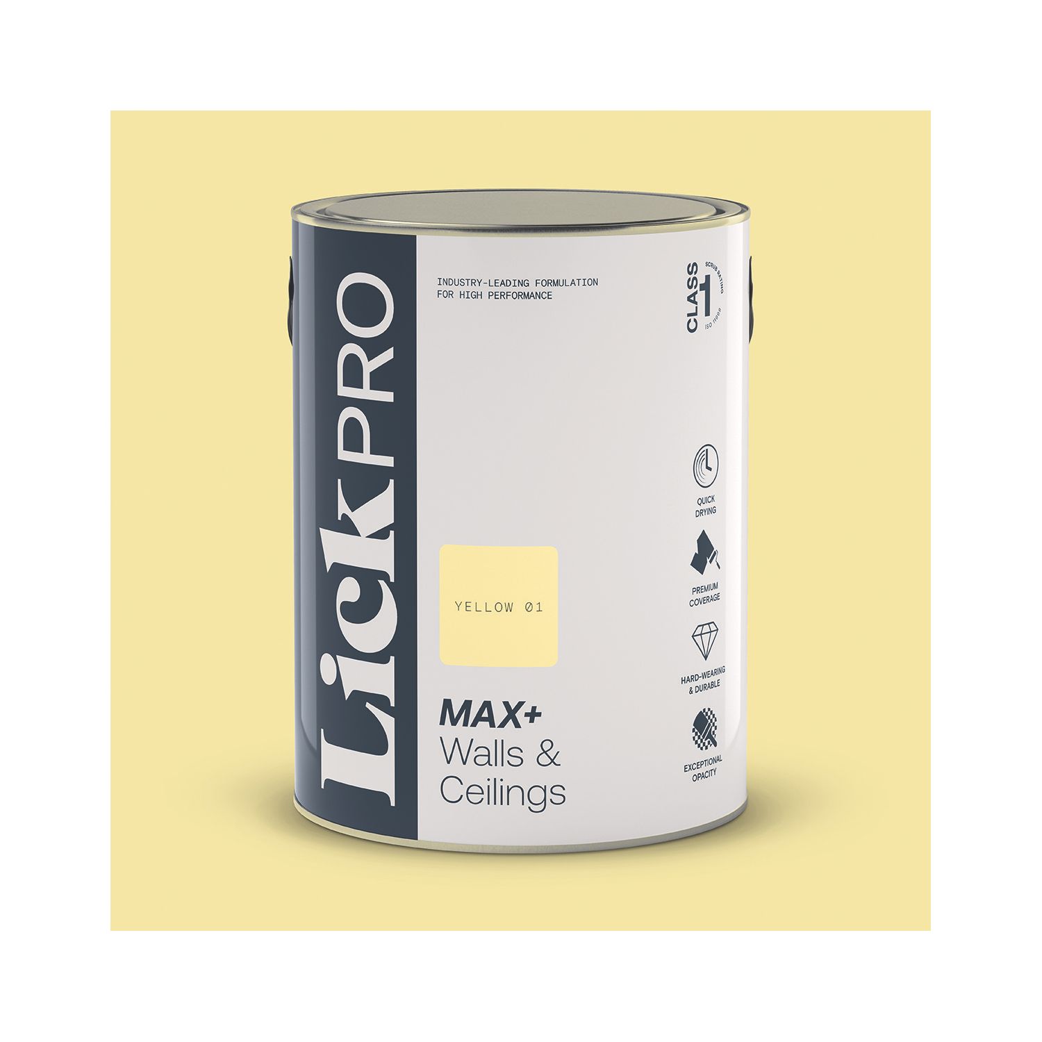 LickPro Max+ 5Ltr Yellow 01 Matt Emulsion Paint (199JY)