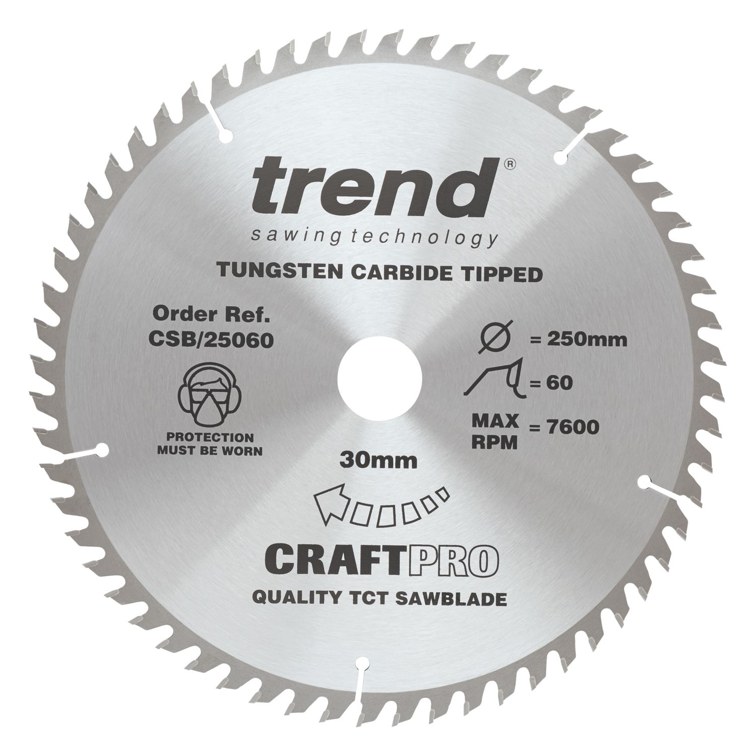 Trend CSB/25060 Wood Circular Saw Blade 250mm x 30mm 60T (199PX)