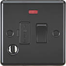 Knightsbridge  13A Switched Fused Spur & Flex Outlet with Neon Matt Black with Black Inserts