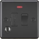 Knightsbridge  13A Switched Fused Spur & Flex Outlet with Neon Matt Black with Black Inserts