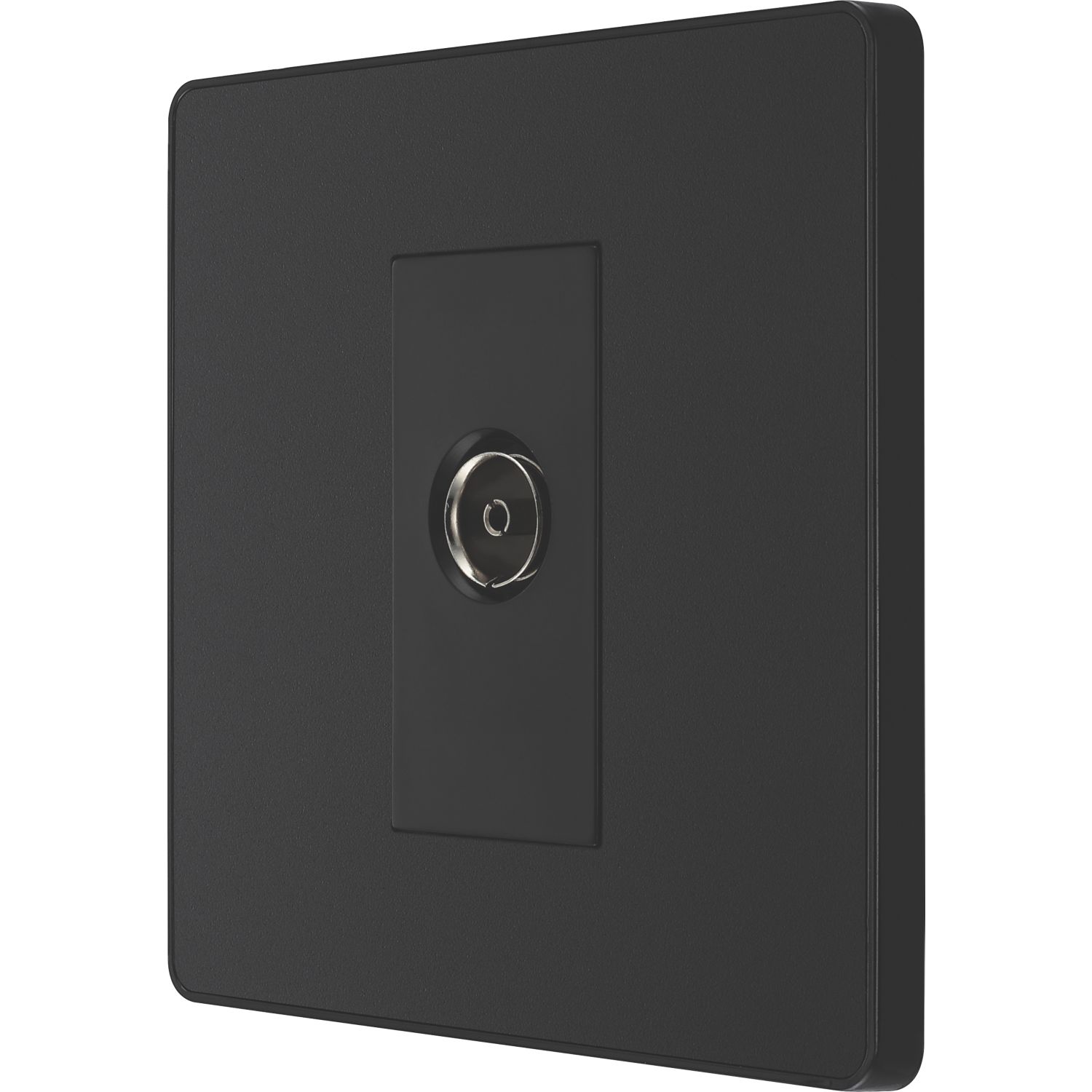 British General Evolve 1-Gang Coaxial TV / FM Socket Matt Black with Black Inserts (199RF)