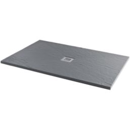 Essentials Rectangular Shower Tray with Waste Slate Grey 1000 x 800 x 25mm