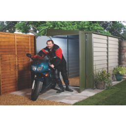 Trimetals Titan 950 6' 6" x 10' (Nominal) Pent Metal Motorbike Store Olive/Moorland Green