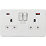 Knightsbridge  13A 2-Gang DP Switched Socket + 4.0A 18W 2-Outlet Type A & C USB Charger Matt White with White Inserts