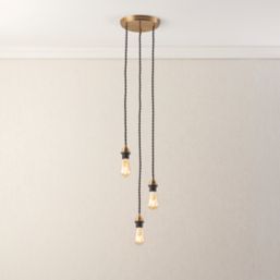 Quay Design Cable Set 3-Light Pendant Antique Brass