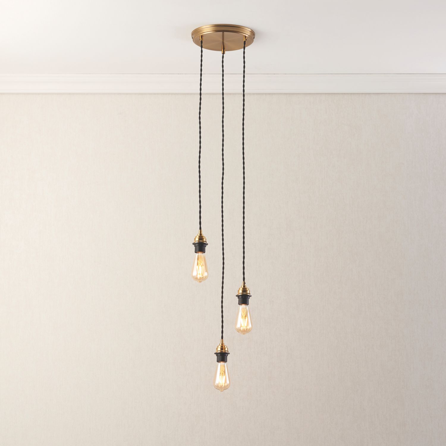 Quay Design Cable Set 3-Light Pendant Antique Brass (199VG)
