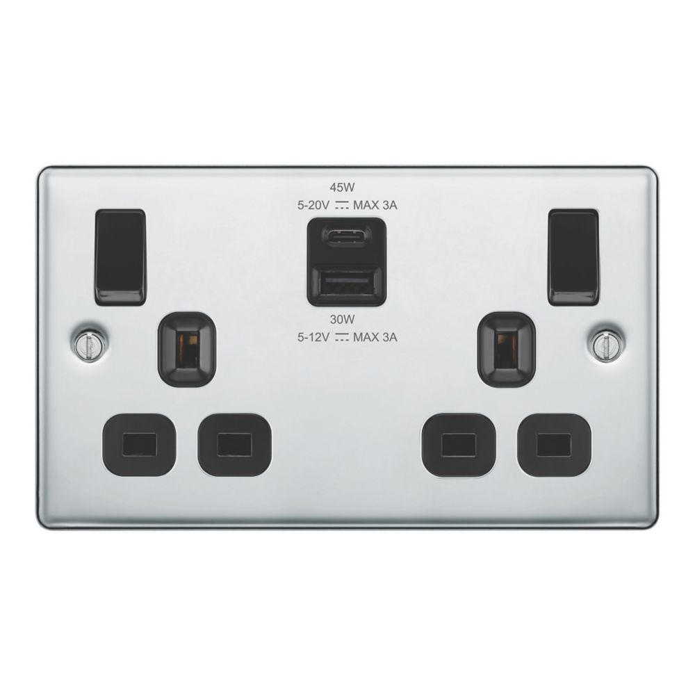 Refurb LAP 13A 2-Gang SP Switched Socket + 3A 45W 2-Outlet Type A & C ...