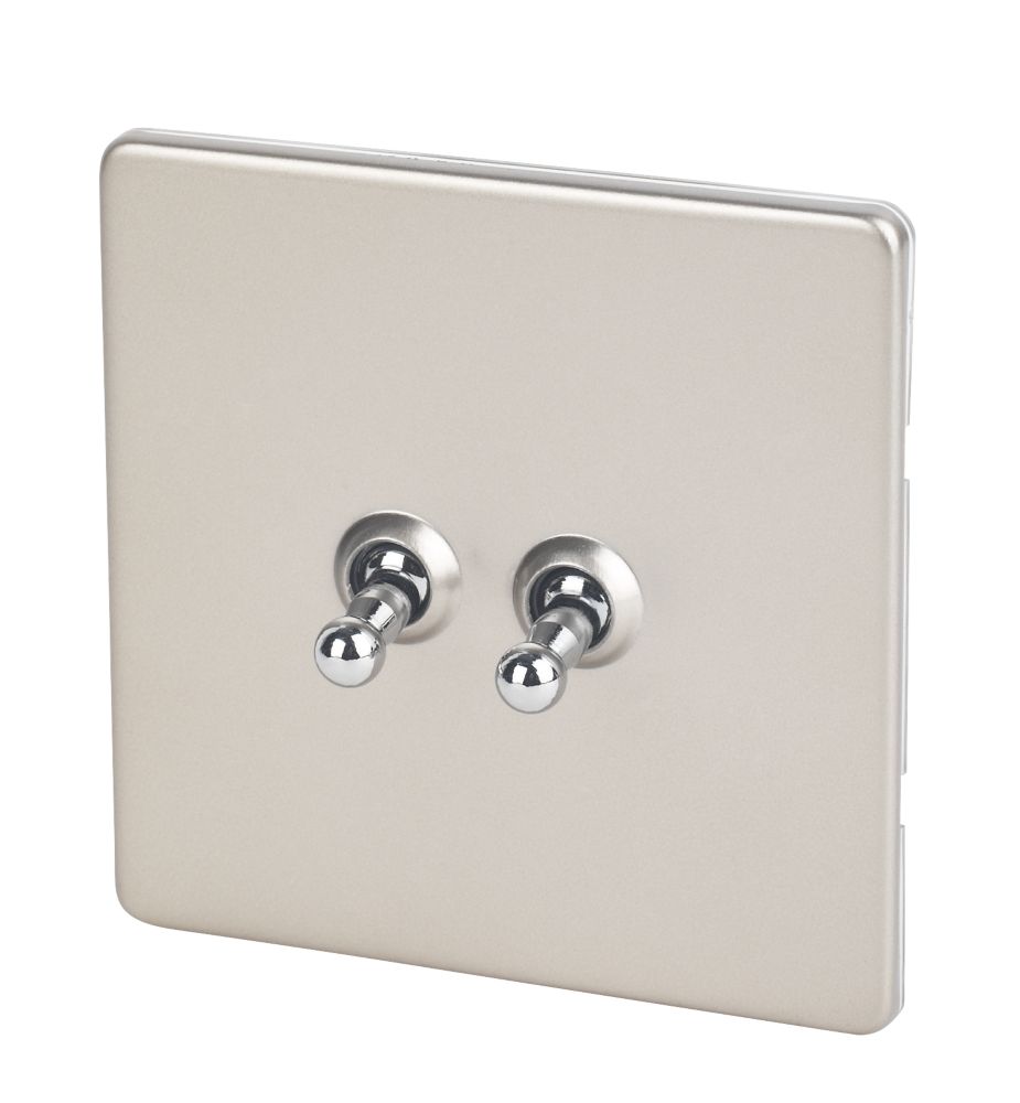 Varilight  10AX 2-Gang 2-Way Toggle Switch  Satin Chrome