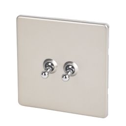 Varilight  10AX 2-Gang 2-Way Toggle Switch  Satin Chrome