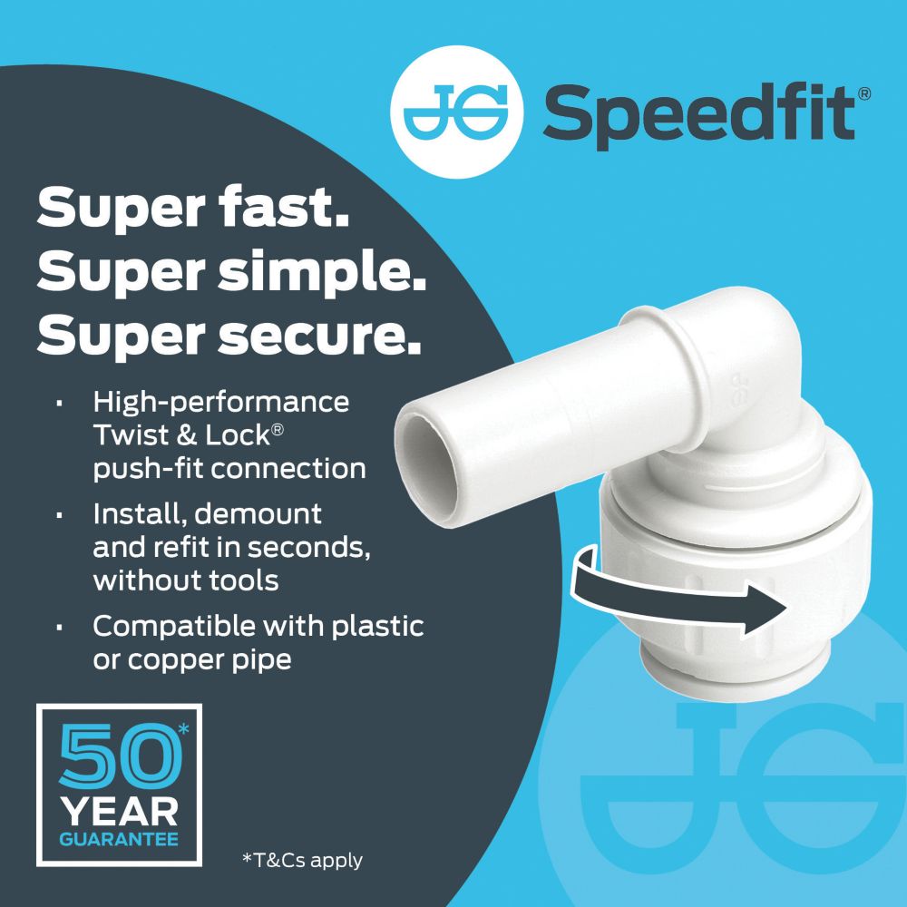 JG Speedfit Plastic Push-Fit Equal 90° Stem Elbow 22mm Screwfix