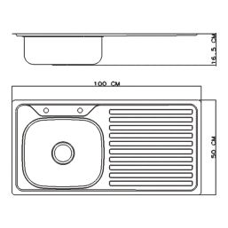 Utility 1 Bowl RH Polished Stainless Steel Sink 1000mm x 500mm