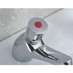 Bristan Timed Flow Chrome-Plated 104mm Push Button Mono Basin Pillar Tap