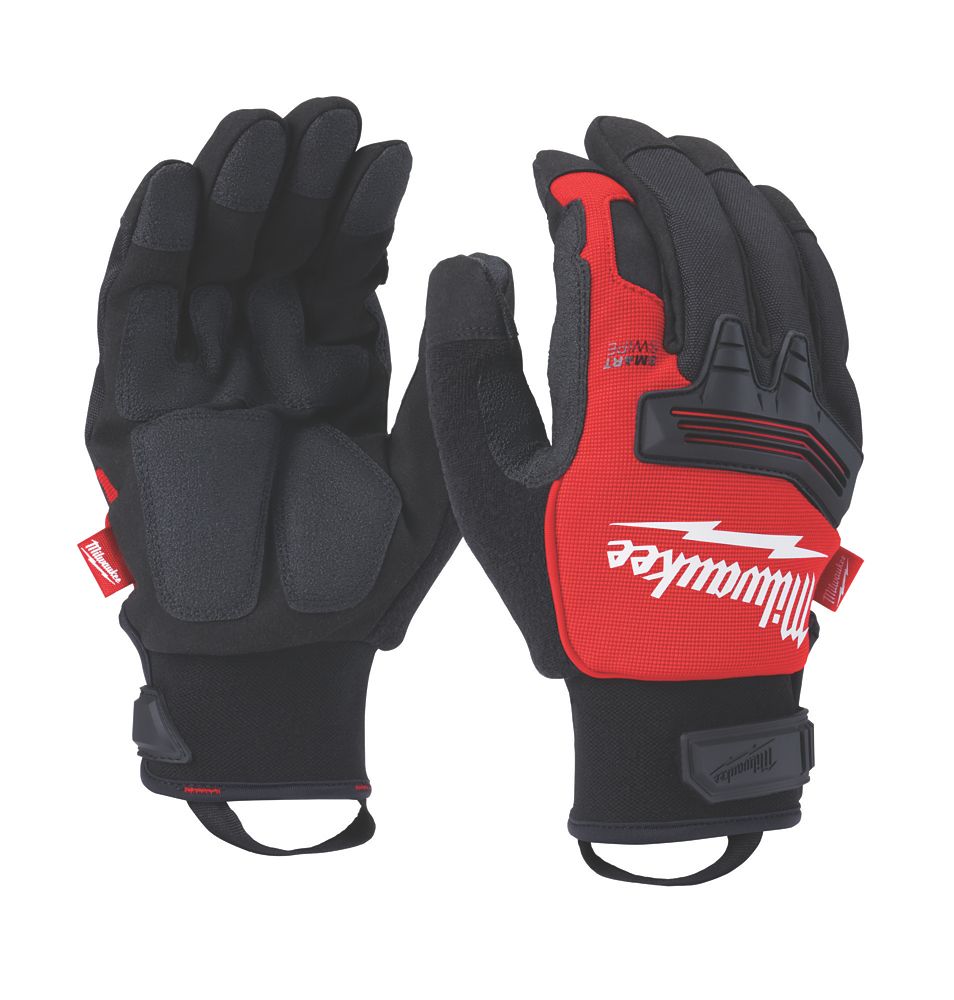 Milwaukee Winter Demolition Gloves Black/Red Medium - Screwfix