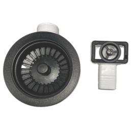 ETAL Sink Strainer Waste with Overflow Black 90mm