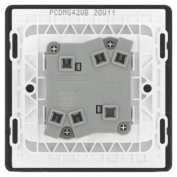 British General Evolve 20A 16AX 2-Gang 2-Way Wide Rocker Light Switch  Grey with Black Inserts