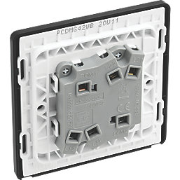 British General Evolve 20 A 16AX 2-Gang 2-Way Wide Rocker Light Switch  Grey with Black Inserts