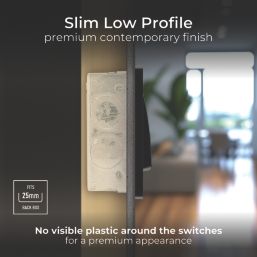 British General Evolve 20A 16AX 2-Gang 2-Way Wide Rocker Light Switch  Grey with Black Inserts