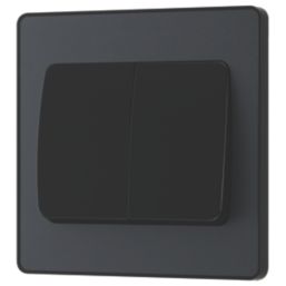 British General Evolve 20A 16AX 2-Gang 2-Way Wide Rocker Light Switch  Grey with Black Inserts