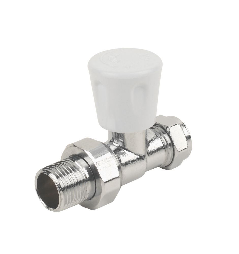 White Straight Manual Radiator Valve  15mm x 1/2"