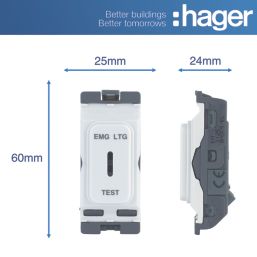 Hager Sollysta WMGKS/EL 20A Grid 2-Pole Emergency Lighting Test Key Switch White