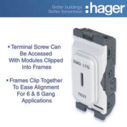 Hager Sollysta WMGKS/EL 20A Grid 2-Pole Emergency Lighting Test Key Switch White
