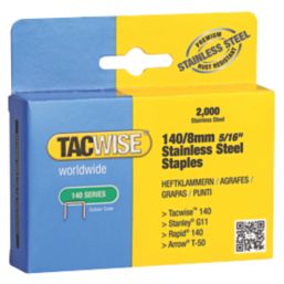 Tacwise 140 Series Staples Stainless Steel 8mm x 10.6mm 2000 Pack